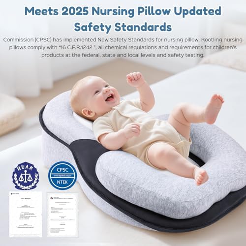 Infant nursing cushion showing gentle incline angle