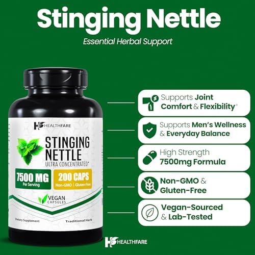 HealthFare Stinging Nettle root extract supplement bottle showing the 10 to 1 concentration ratio