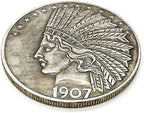 Close up view of the 925 sterling silver plated novelty coin highlighting the intricate die cast details.