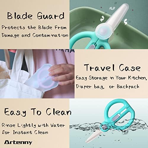 Artenny baby feeding scissors shown with the protective blade cover on