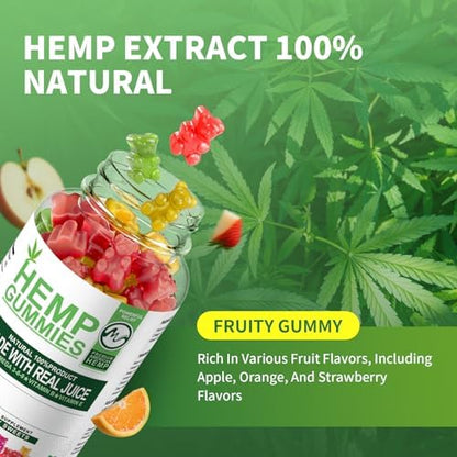 Fruity flavored hemp gummy bear supplement texture
