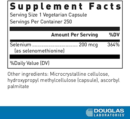 Authentic USA imported bioavailable selenium 250 vegetarian capsules supplement label details.