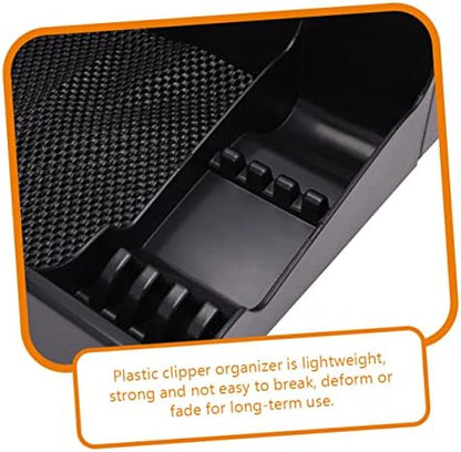 Corded clippers holder tray with specialized slots for professional shears