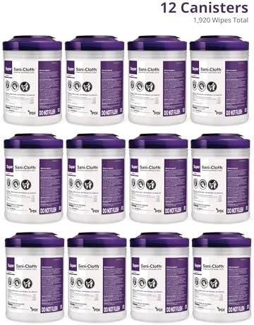 Case of twelve PDI Super Sani-Cloth canisters for bulk medical surface cleaning