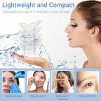 Hexinging eye wash cups being used for sterile eye rinsing and cleaning.