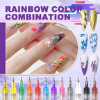 Close up of QEXA nail art markers showing 0.5 millimeter precision tip