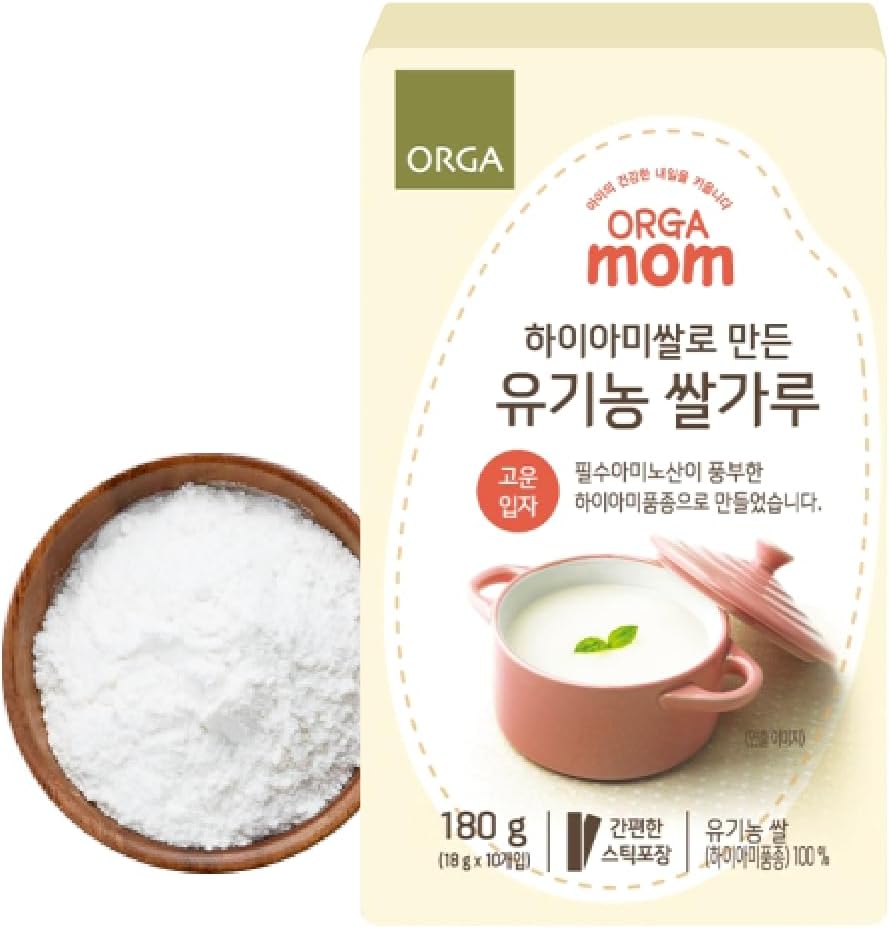 Farmer Queen Orga Mom Organic Hiami Rice Powder front packaging showing 10 sticks.