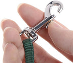 Green nylon bird leash laid out to display total length and build quality.