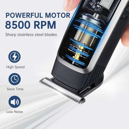 Omicarry 8-in-1 multi grooming kit with all attachments laid out.