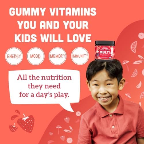 USDA Organic plant based kids vitamins strawberry strawberrylicious daily serving