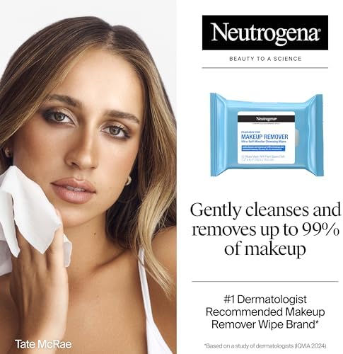 Fragrance-free cleansing towelettes for sensitive skin and eyes daily use