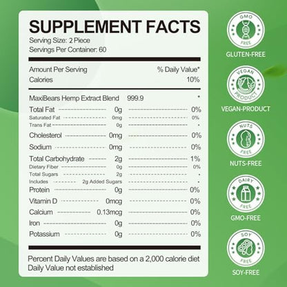 Two pack hemp gummy bears supplement bottles
