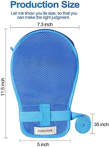 Safety dementia restraint mitts with adjustable wrist straps for patient care.