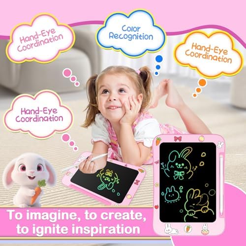 Educational LCD writing tablet for children showing colorful lines