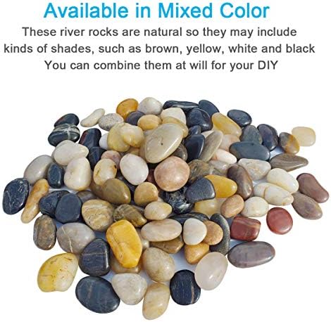 Close up of glossy multi colored river gravel