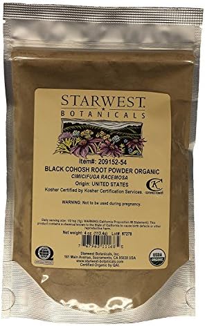 Starwest Botanicals 4 Ounce Black Cohosh Root Powder organic herbal supplement pouch