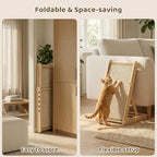 L-shaped space-saving furniture protector scratcher placed near a living room sofa