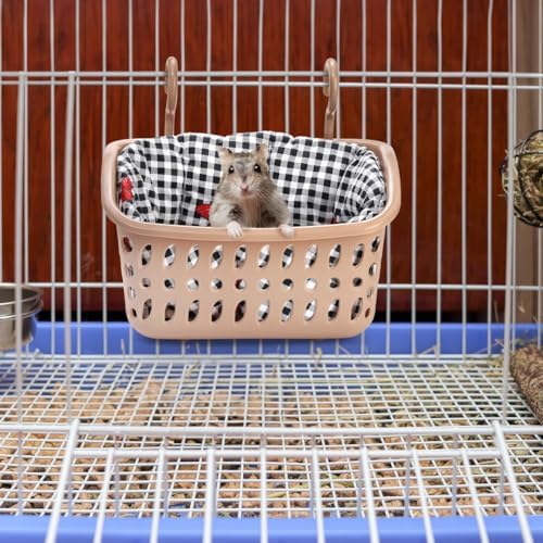 Chinchilla inside a Deayou hanging basket hideout