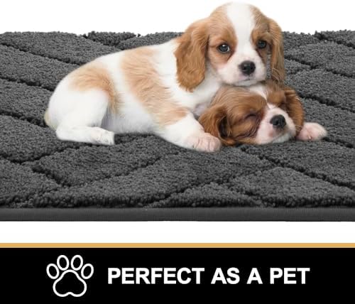 The textured non-slip natural thermoplastic rubber backing of the charcoal dog runner.
