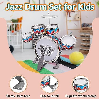 CHADRIGIVS rock drum kit for children displaying the complete interactive assembly