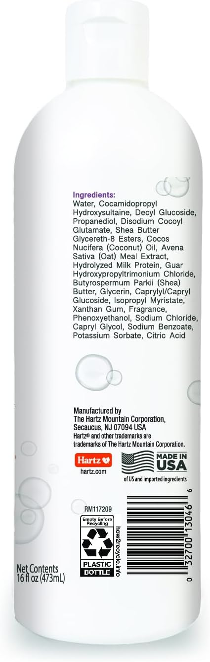 Hartz True Coat dog shampoo 5 in 1 benefits label