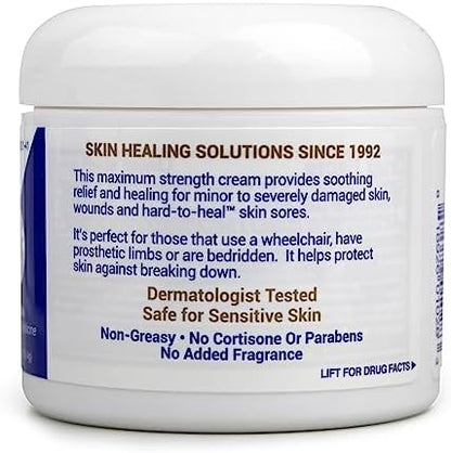 TriDerma pressure ulcer relief cream highlighting the calendula and AP4 aloe vera complex ingredients