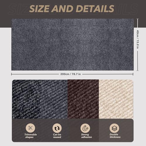 Close up view of the heavy duty texture of the self adhesive cat scratching mat resisting sharp claws.
