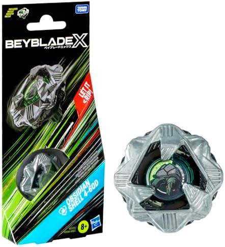 Close up of Beyblade X Obsidian Shell 4-60D ratchet and bit components