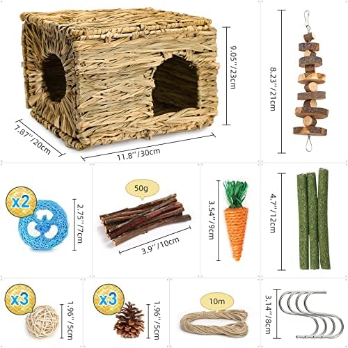 Bunny Grass House-Hand Made Edible Natural Grass Hideaway Comfortable Playhouse for Rabbits, Guinea Pigs and Small Animals to Play,Sleep and Eat - Image 3