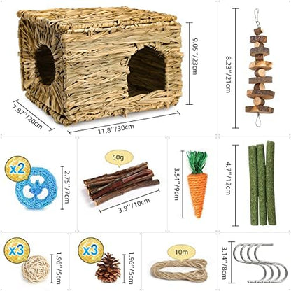Bunny Grass House-Hand Made Edible Natural Grass Hideaway Comfortable Playhouse for Rabbits, Guinea Pigs and Small Animals to Play,Sleep and Eat - Image 3