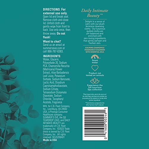 Travel friendly 24 count pack of Summer's Eve calming feminine hygiene wipes.