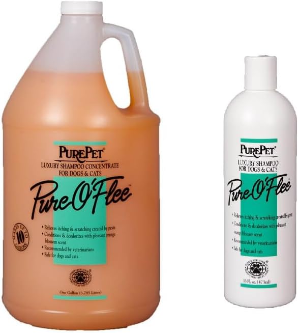 PurePet orange blossom scented grooming shampoo bottle back view with instructions