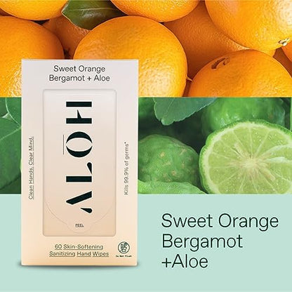 ALŌH Sweet Orange Bergamot + Aloe Sanitizing Hand Wipes - Clean Hands, Clear Mind - On The Go Hand Sanitizing Wipes for Kids and Adults - Travel Size 3 Pack 20ct Wipes (60 wipes) - Image 4