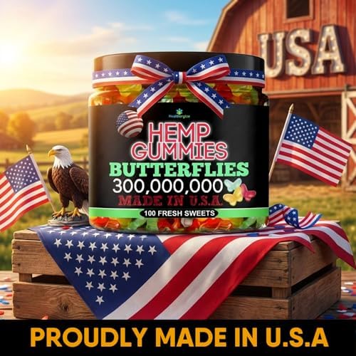 Healthergize hemp gummies USA imported jar angle view