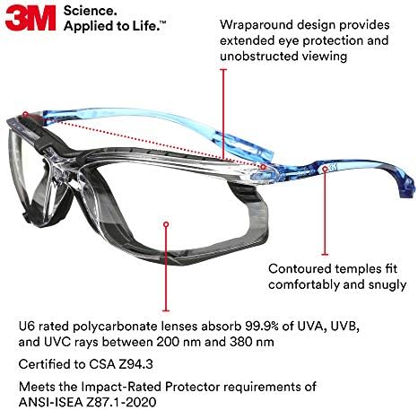 3M protective eyewear profile view highlighting the Cord Control System slots