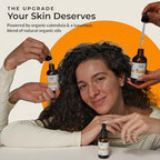 Plant based calendula oil bottle displayed with natural lighting