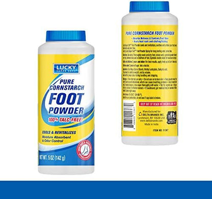 Back label of Lotrimin medicated foot powder showing topical starch ingredients.