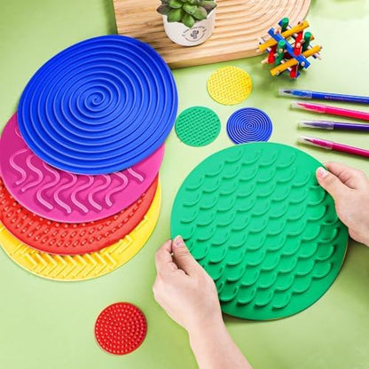 Lenwen sensory matching game showing both the large floor mat and the small handheld disc.