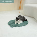 Letalong premium soft cotton cat mat placed elegantly on a living room sofa