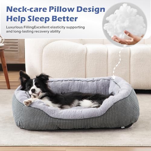 INVENHO Medium Dog Beds for Medium Dogs Washable, Rectangle Dog Bed Medium Size Dog, Orthopedic Dog Bed, Warming Soft Calming Sleeping Puppy Bed Durable Pet Bed with Anti-Slip Bottom M(30"x24"x9") - Image 4