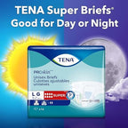 Back label illustration of TENA ProSkin maximum absorbency diaper fitting instructions