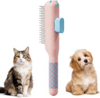 White pet undercoat rake and flea removal comb packaging overview