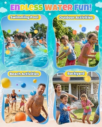 Children playing with eco friendly non toxic water bombs during an outdoor backyard game.