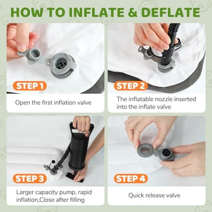 Close up view of the Abdtech toddler airplane bed premium durable fabric surface and secure dual layer inflation valve.