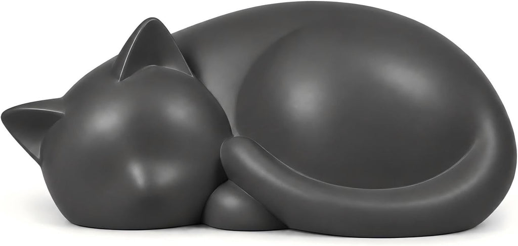 Sleeping Cat Pet Memorial Urn, Black Ceramic Keepsake for Cat Ashes - Image 8