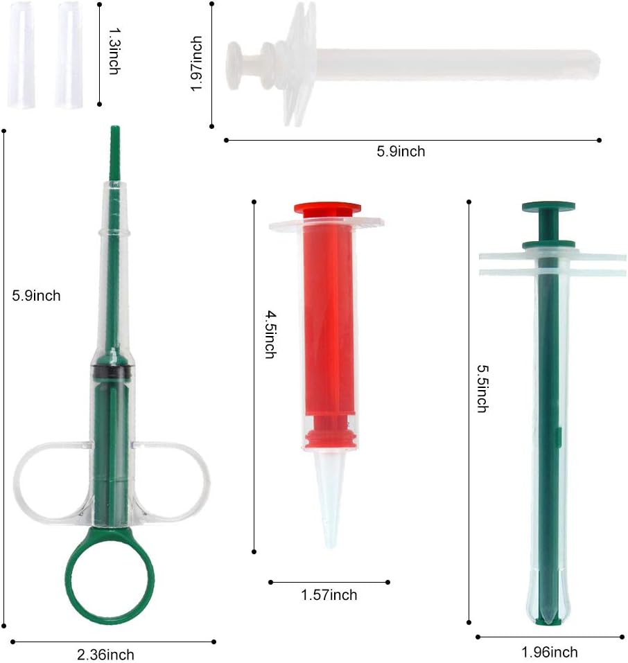 Full pack of four pet medical feeding syringes with reusable accessories displayed together.