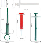 Full pack of four pet medical feeding syringes with reusable accessories displayed together.