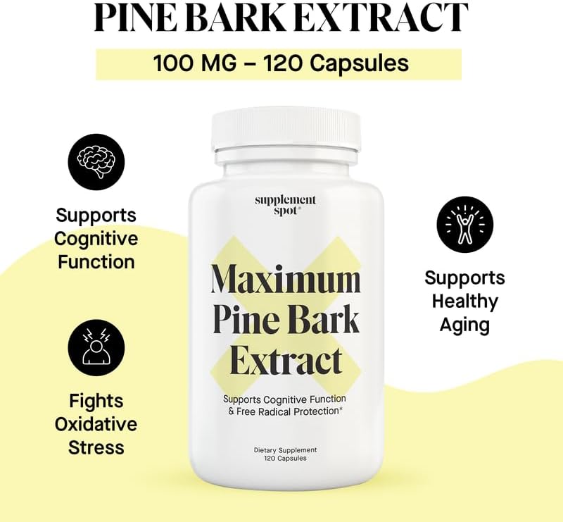 Supplement Spot maritime pine bark 100 mg supplement label showing ingredients