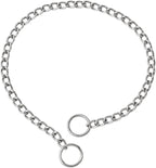 WePet dog chain collar front view showcasing heavy duty silver stainless steel Cuban links.