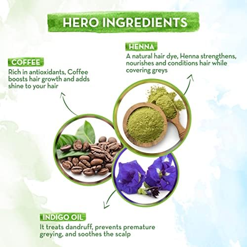Mamaearth herbal henna paste showing application texture for smooth hair shine.